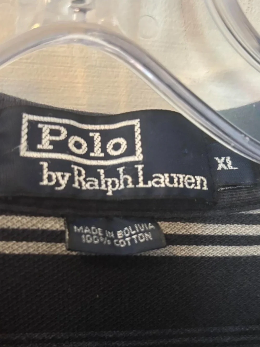 Vintage 90s Ralph Lauren Navy White Striped Long-Sleeve Rugby Polo Shirt Preppy